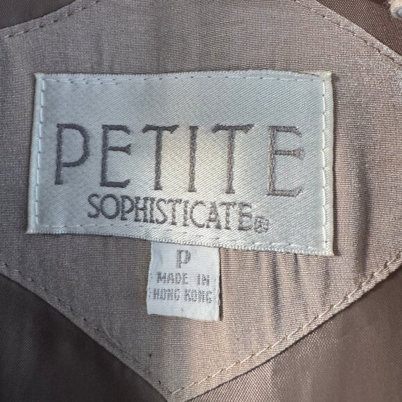 Vintage Petite Sophisticate Taupe Trench Coat P - Picture 3 of 10